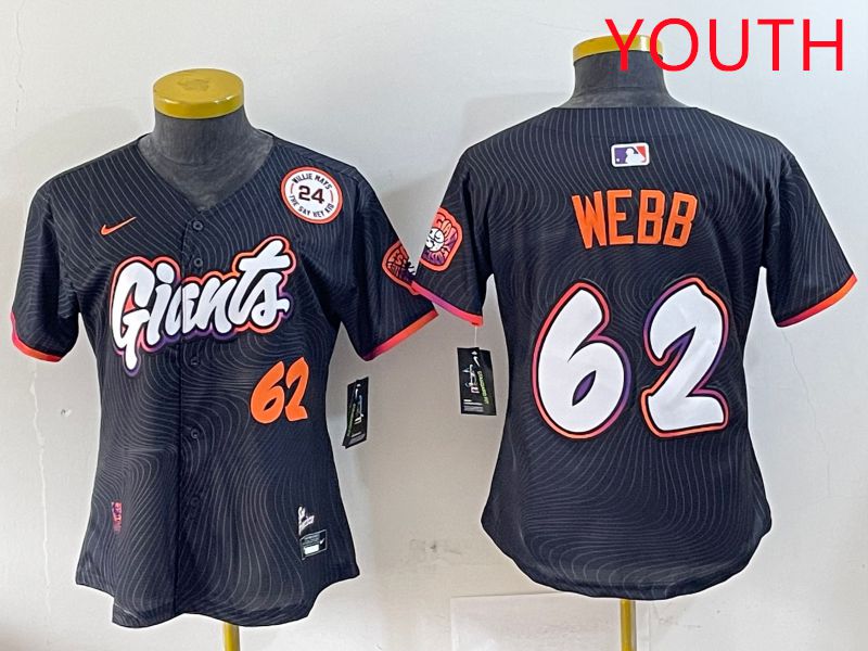 Youth San Francisco Giants #62 Webb Black Joint Name Nike 2025 MLB Jersey style 10